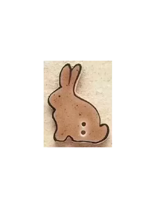 Bouton décoratif en porcelaine MILL HILL 43011L Brown Rabbit Sitting Left - Debbie Mumm Buttons