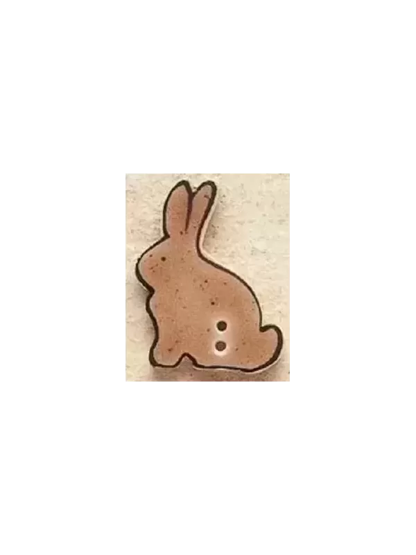 Bouton décoratif en porcelaine MILL HILL 43011L Brown Rabbit Sitting Left - Debbie Mumm Buttons