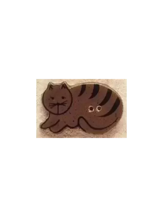 Bouton décoratif en porcelaine MILL HILL 43014L Brown Cat lying down Left - Debbie Mumm Buttons