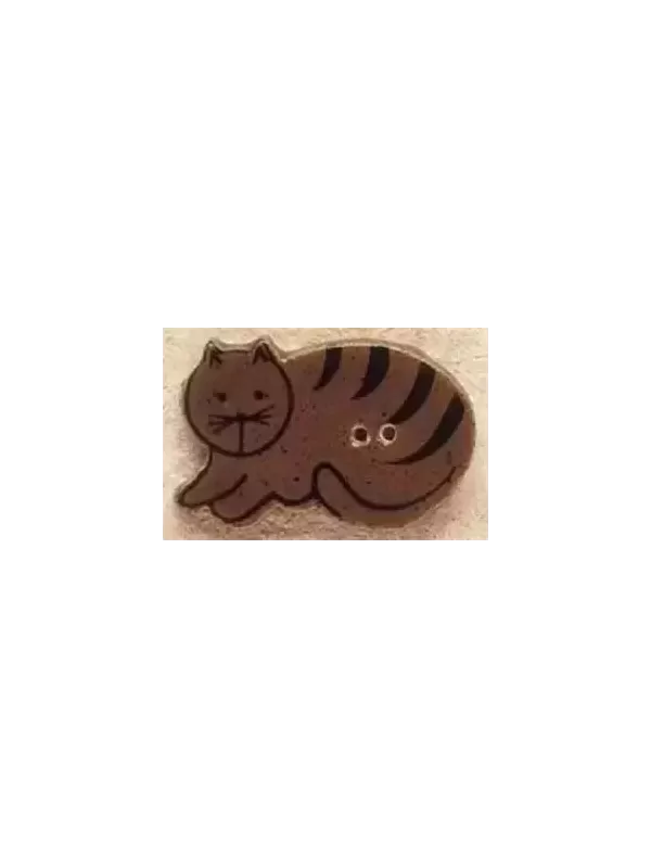 Bouton décoratif en porcelaine MILL HILL 43014L Brown Cat lying down Left - Debbie Mumm Buttons