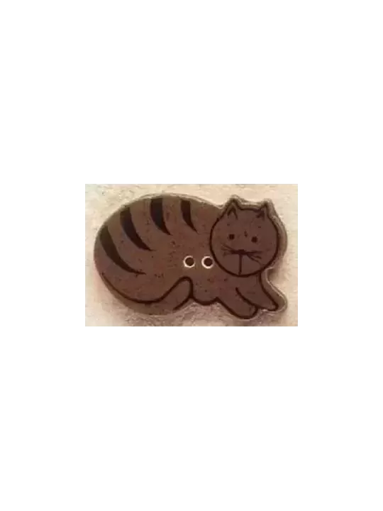 Bouton décoratif en porcelaine MILL HILL 43014R Brown Cat lying down Right - Debbie Mumm Buttons