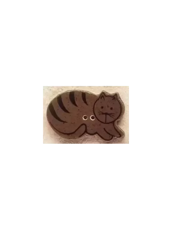 Bouton décoratif en porcelaine MILL HILL 43014R Brown Cat lying down Right - Debbie Mumm Buttons