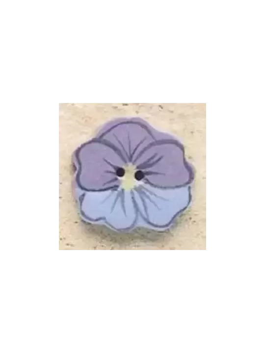 Bouton décoratif en porcelaine MILL HILL 43182 Blue & Lavender Pansy - Debbie Mumm Buttons