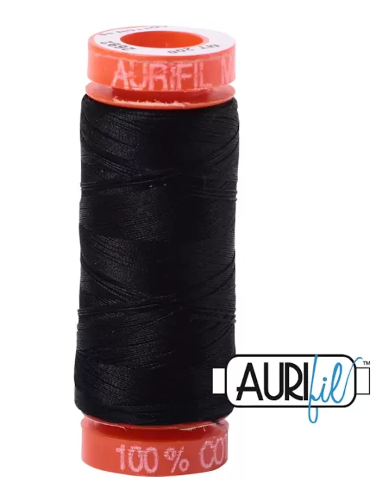 FIL COTON MAKO 50 AURIFIL 2692 Black - Petite bobine de 200 mètres