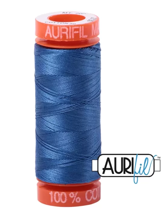 FIL COTON MAKO 50 AURIFIL 2730 Delft Blue - Petite bobine de 200 mètres