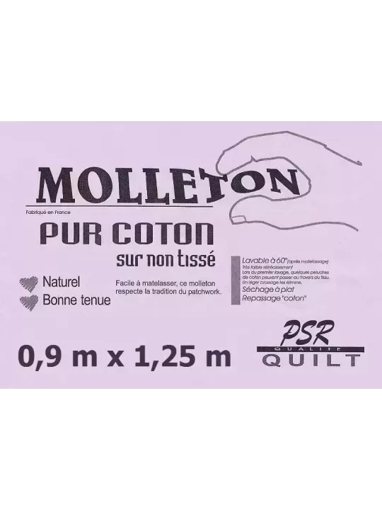 PSR QUILT Molleton PUR COTON sur non-tissé 0,9m x 1,25m