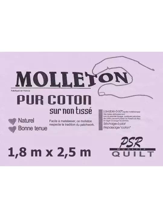 PSR QUILT Molleton PUR COTON sur non-tissé 1,8m x 2,5m