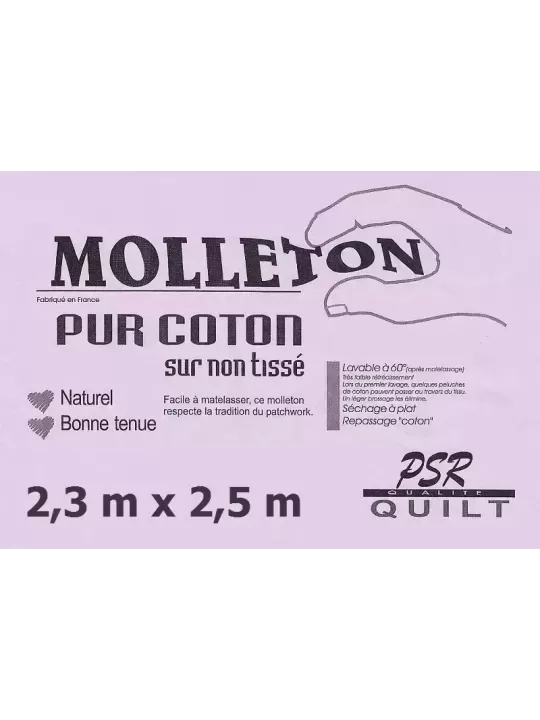 PSR QUILT Molleton PUR COTON sur non-tissé 2,3m x 2,5m