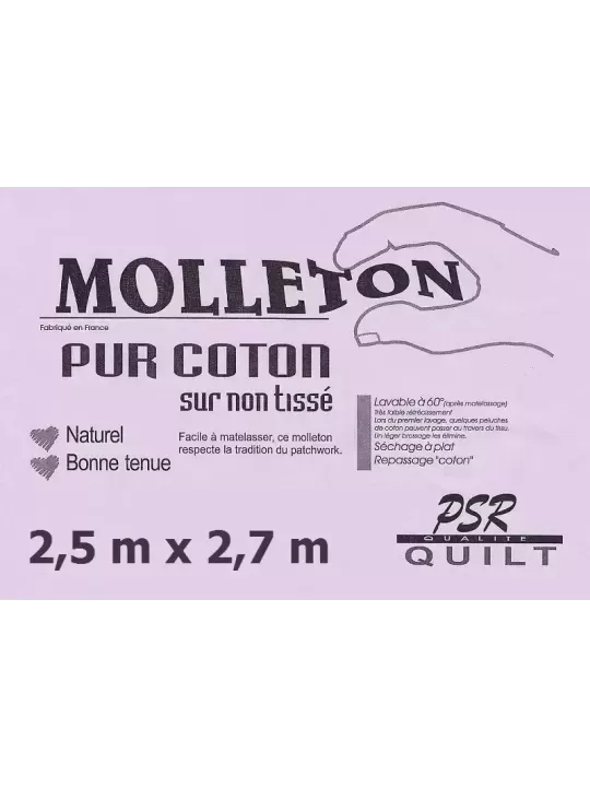 PSR QUILT Molleton PUR COTON sur non-tissé 2,5m x 2,7m