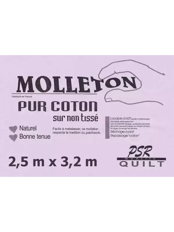 PSR QUILT Molleton PUR COTON sur non-tissé 2,5m x 3,2m