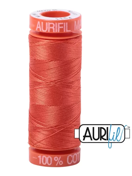 FIL COTON MAKO 50 AURIFIL 1154 Dusty Orange - Petite bobine de 200 mètres