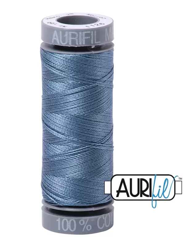 FIL COTON MAKO 28 AURIFIL 1126 Blue Grey - Petite bobine de 100 mètres