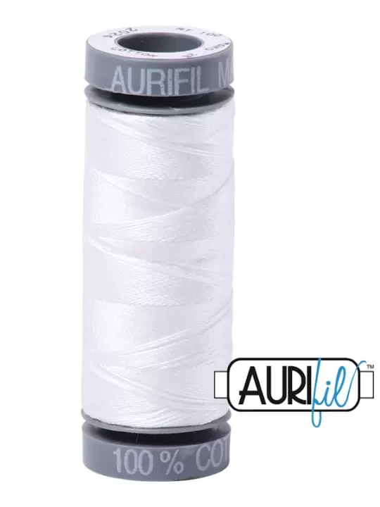 FIL COTON MAKO 28 AURIFIL 2024 White - Petite bobine de 100 mètres