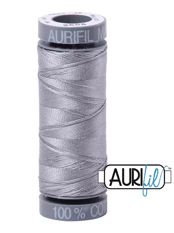 FIL COTON MAKO 28 AURIFIL 2605 Grey - Petite bobine de 100 mètres