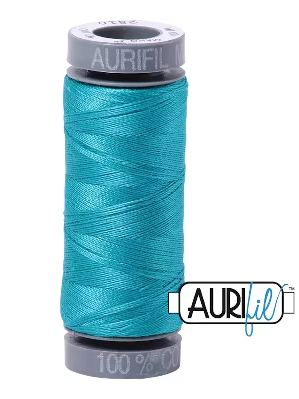 FIL COTON MAKO 28 AURIFIL 2810 Turquoise - Petite bobine de 100 mètres