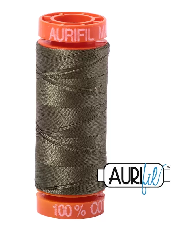 FIL COTON MAKO 50 AURIFIL 2905 Army Green - Petite bobine de 200 mètres