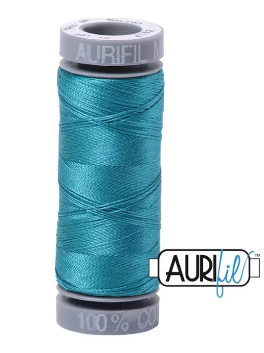 FIL COTON MAKO 28 AURIFIL 4182 Dark Turquoise - Petite bobine de 100 mètres