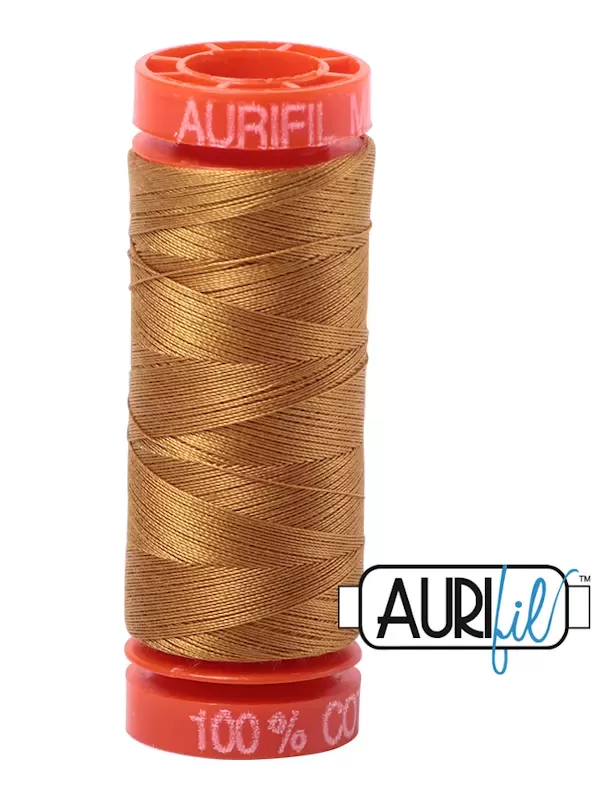 FIL COTON MAKO 50 AURIFIL 2975 Brass - Petite bobine de 200 mètres