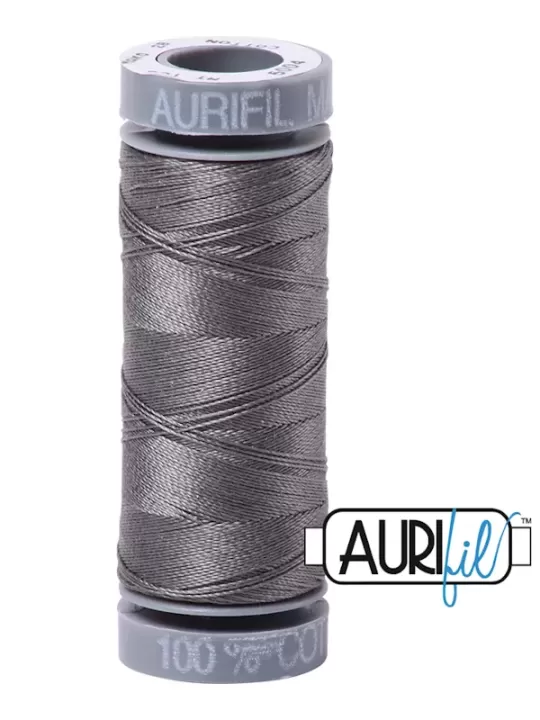 FIL COTON MAKO 28 AURIFIL 5004 Grey Smoke - Petite bobine de 100 mètres