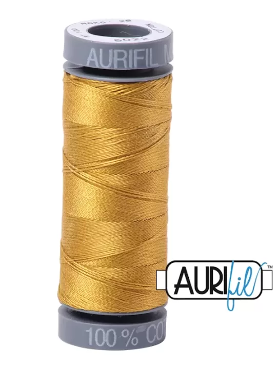 FIL COTON MAKO 28 AURIFIL 5022 Mustard - Petite bobine de 100 mètres