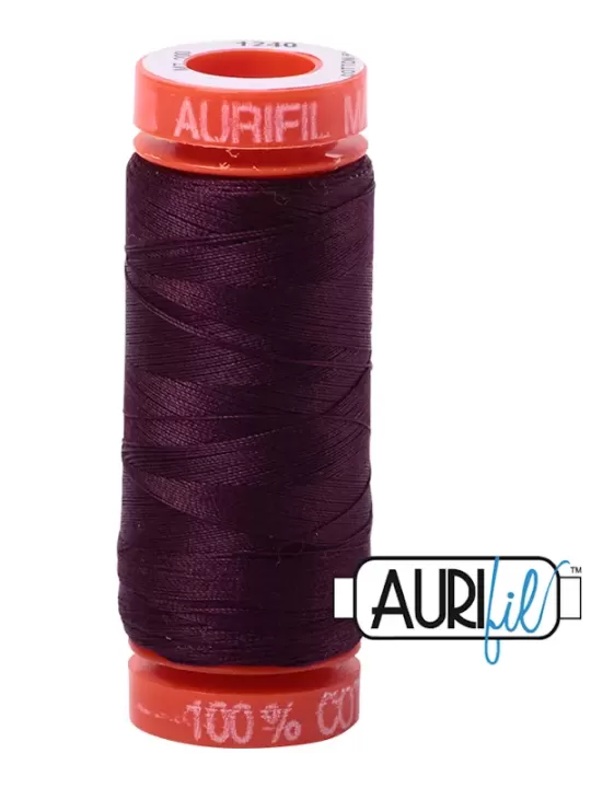 FIL COTON MAKO 50 AURIFIL 1240 Very Dark Eggplant - Petite bobine de 200 mètres