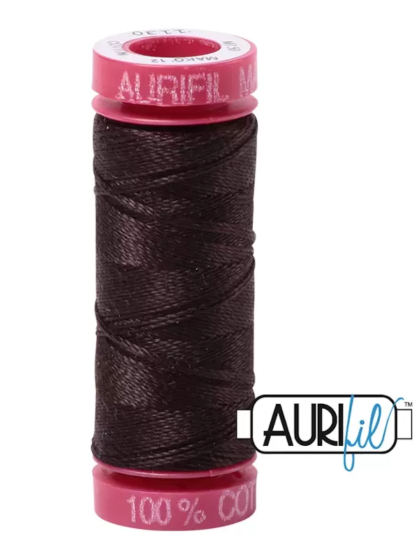 FIL COTON MAKO 12 AURIFIL 1130 Very Dark Bark - Petite bobine de 50 mètres