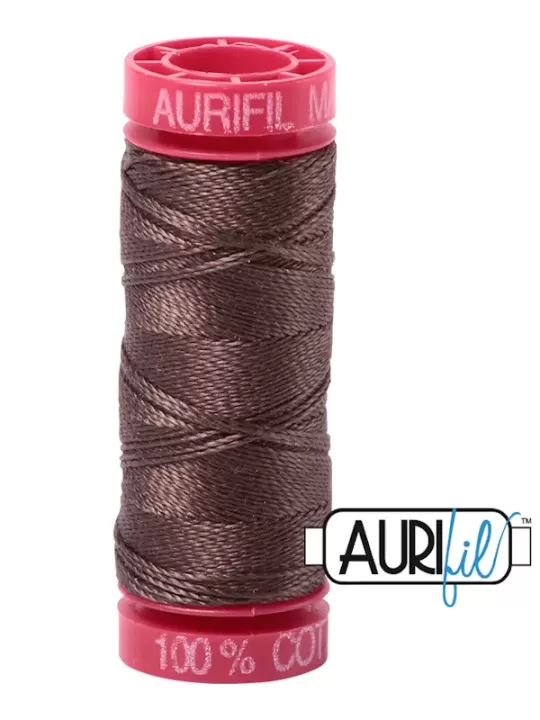 FIL COTON MAKO 12 AURIFIL 1140 Bark - Petite bobine de 50 mètres