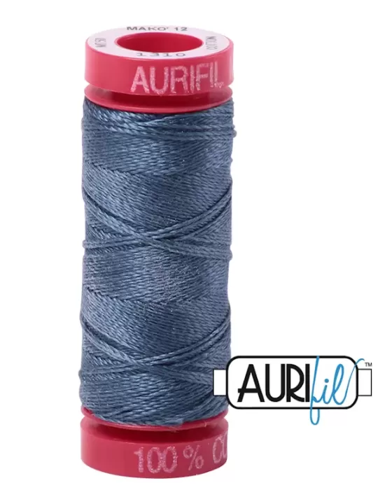 FIL COTON MAKO 12 AURIFIL 1310 Medium Blue Grey - Petite bobine de 50 mètres