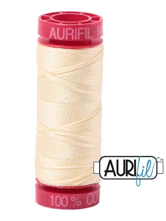 FIL COTON MAKO 12 AURIFIL 2110 Light Lemon - Petite bobine de 50 mètres