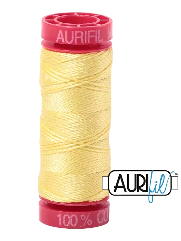 FIL COTON MAKO 12 AURIFIL 2115 Lemon - Petite bobine de 50 mètres