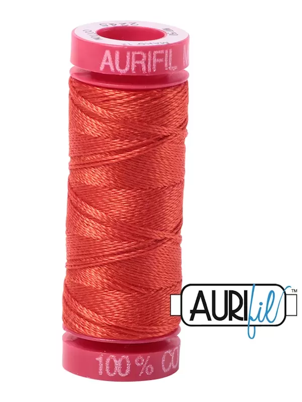 FIL COTON MAKO 12 AURIFIL 2245 Red Orange - Petite bobine de 50 mètres