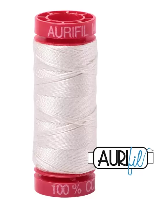 FIL COTON MAKO 12 AURIFIL 2309 Silver White - Petite bobine de 50 mètres