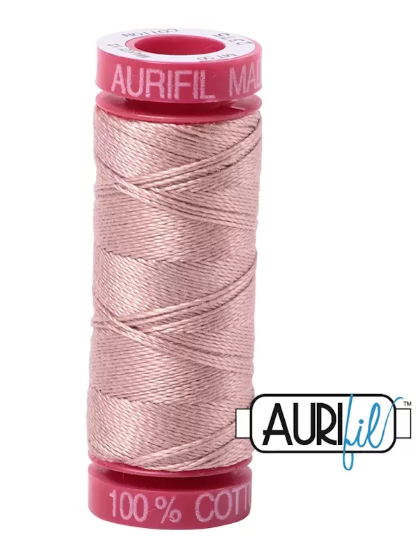 FIL COTON MAKO 12 AURIFIL 2375 Antique Blush - Petite bobine de 50 mètres