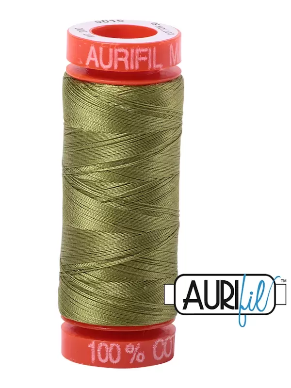 FIL COTON MAKO 50 AURIFIL 5016 Olive Green - Petite bobine de 200 mètres