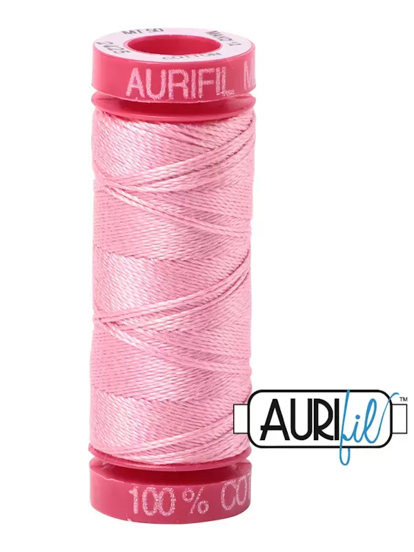 FIL COTON MAKO 12 AURIFIL 2425 Bright Pink - Petite bobine de 50 mètres