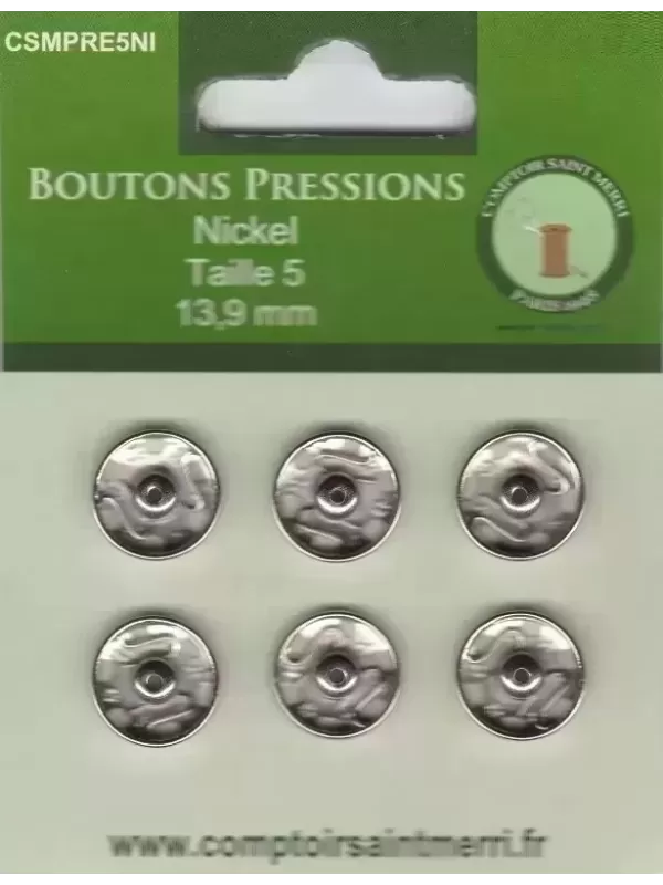 BOUTONS PRESSIONS NICKEL Taille 5