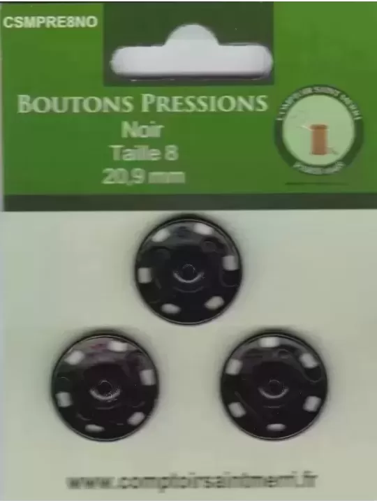 BOUTONS PRESSIONS NOIR Taille 8