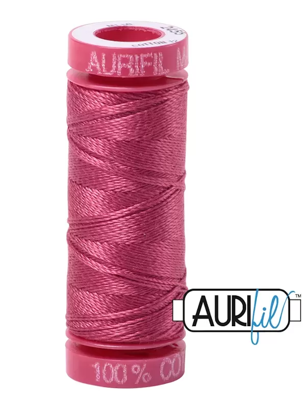 FIL COTON MAKO 12 AURIFIL 2455 Medium Carmine Red - Petite bobine de 50 mètres