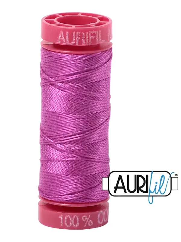 FIL COTON MAKO 12 AURIFIL 2535 Magenta - Petite bobine de 50 mètres