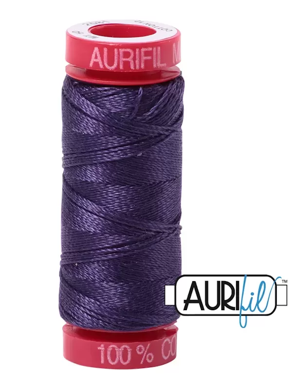 FIL COTON MAKO 12 AURIFIL 2581 Dark Dusty Grape - Petite bobine de 50 mètres