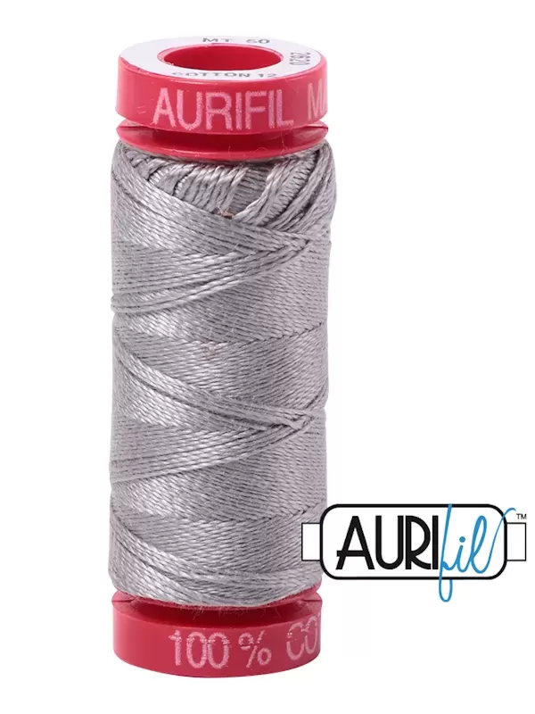 FIL COTON MAKO 12 AURIFIL 2620 Stainless Steel - Petite bobine de 50 mètres