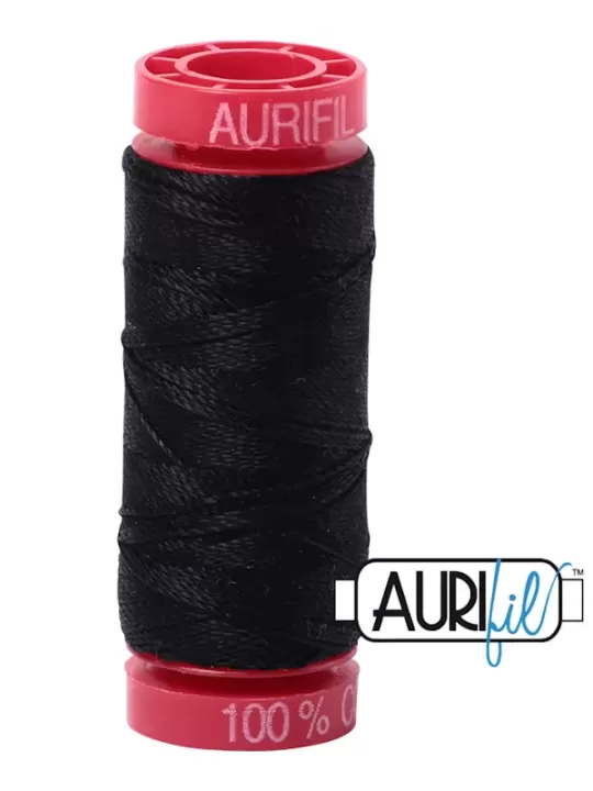 FIL COTON MAKO 12 AURIFIL 2692 Black - Petite bobine de 50 mètres