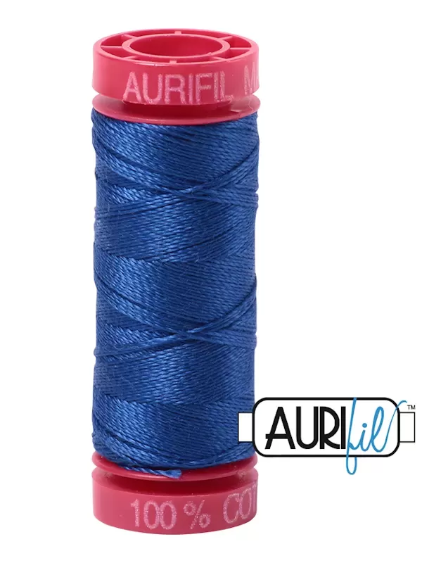 FIL COTON MAKO 12 AURIFIL 2735 Medium Blue - Petite bobine de 50 mètres