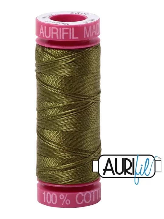 FIL COTON MAKO 12 AURIFIL 2887 Very Dark Olive - Petite bobine de 50 mètres