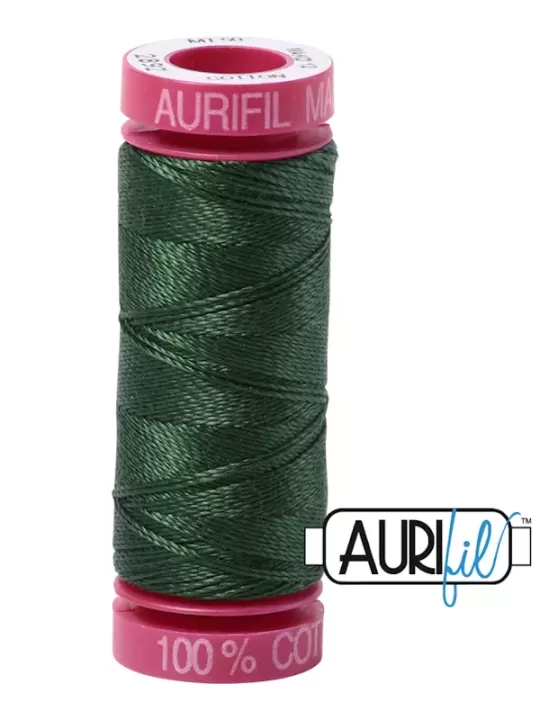 FIL COTON MAKO 12 AURIFIL 2892 Pine Green - Petite bobine de 50 mètres