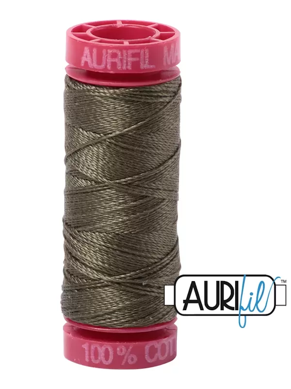 FIL COTON MAKO 12 AURIFIL 2905 Army Green - Petite bobine de 50 mètres