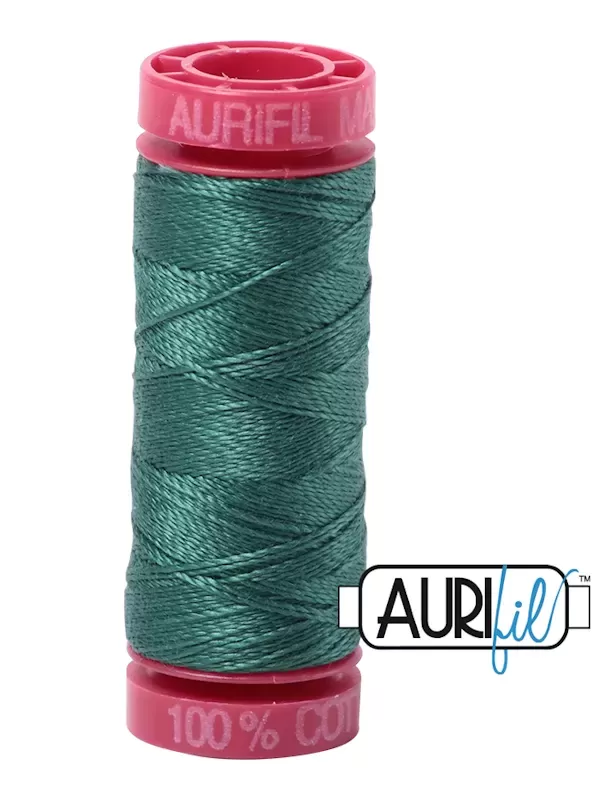 FIL COTON MAKO 12 AURIFIL 4129 Turf Green - Petite bobine de 50 mètres