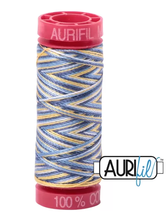 FIL COTON MAKO 12 AURIFIL 4649 Lemon Blueberry - Petite bobine de 50 mètres