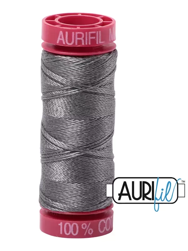 FIL COTON MAKO 12 AURIFIL 5004 Grey Smoke - Petite bobine de 50 mètres