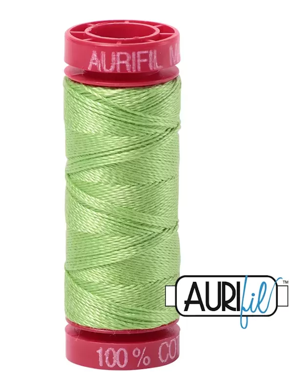 FIL COTON MAKO 12 AURIFIL 5017 Shining Green - Petite bobine de 50 mètres